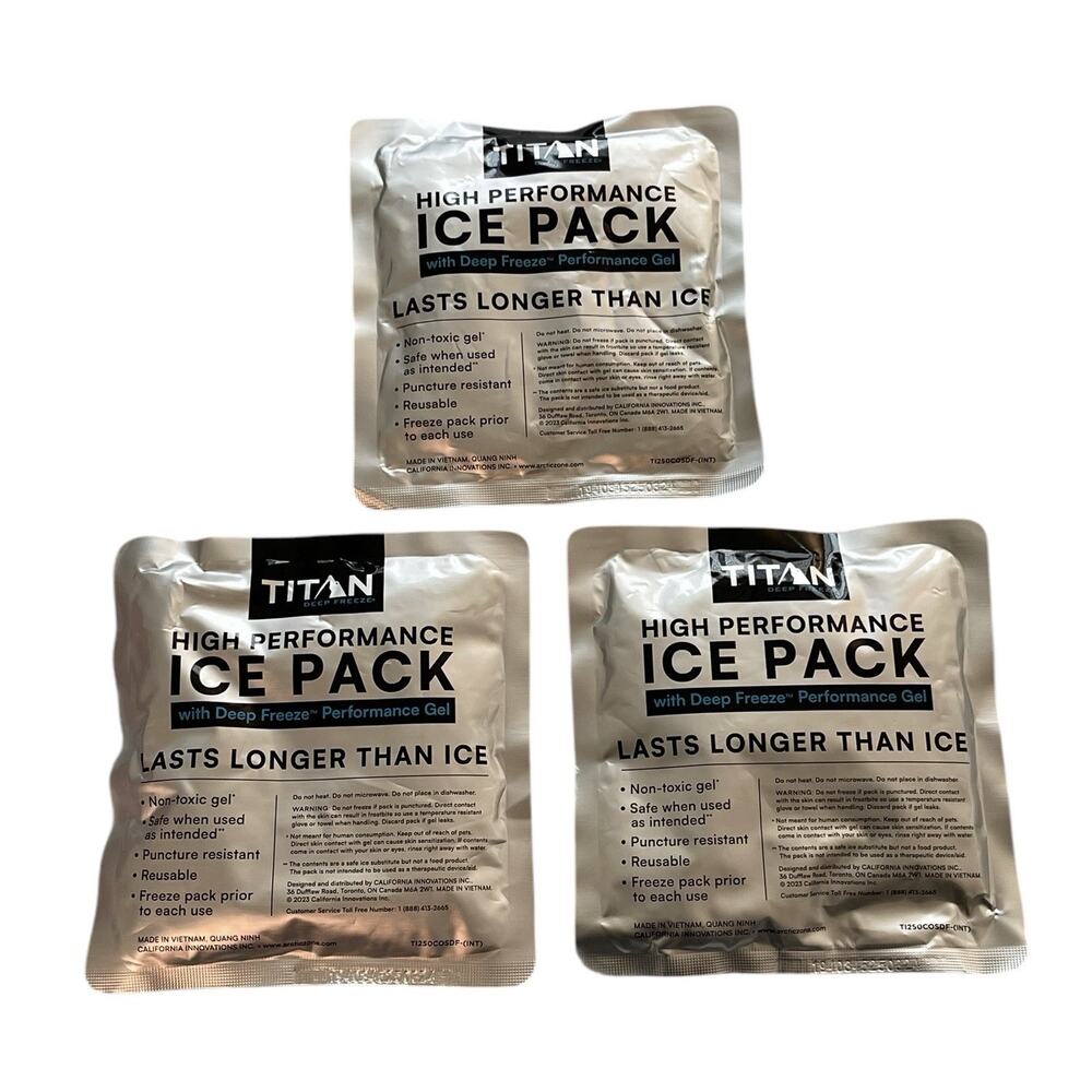 Titan Deep Freeze High Performance Ice Pack - (3 Packs)250G - Long-Lasting, Punc